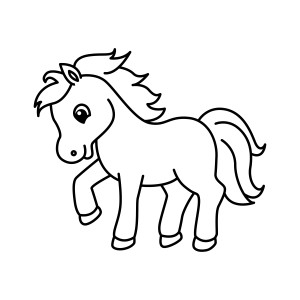 Раскраска симпатичная лошадка пони с поднятым копытом