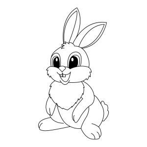 Раскраска милый заяц с большими глазами и ушами