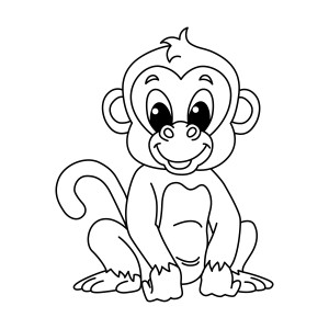Раскраска обезьянка со смешной мордочкой