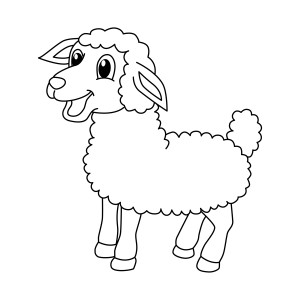 Раскраска добрая овечка с открытым ртом