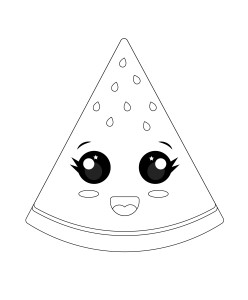 Раскраска мультяшный треугольный ломтик арбуза с глазами