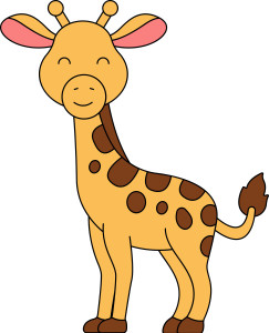 Раскрашенная картинка: маленький жираф с закрытыми глазами
