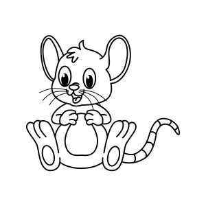 Раскраска мышка с длинным хвостиком сидит