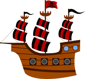 Раскрашенная картинка: пиратский корабль
