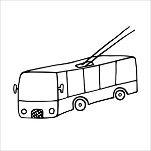 Раскраска нарисованный троллейбус