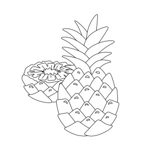 Раскраска ананас с половинкой