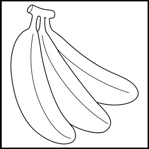 Раскраска три банана на ветке