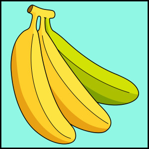 Раскрашенная картинка: три банана на ветке