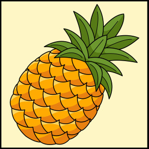 Раскрашенная картинка: тропический фрукт ананас