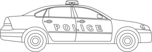 Раскраска полицейская машина в профиль