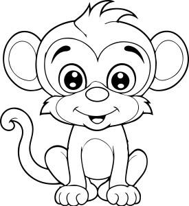 Раскраска сказочная обезьянка