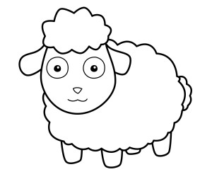 Раскраска мультяшная овца с круглыми глазами