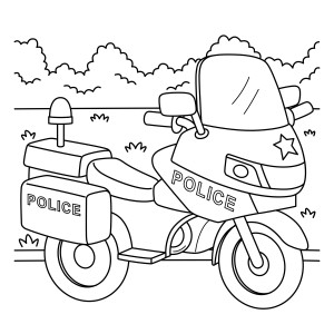Раскраска мотоцикл полицейский с мигалкой