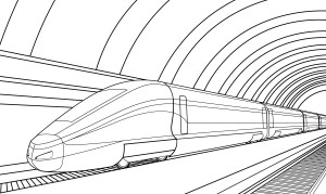 Раскраска скоростной поезд метро