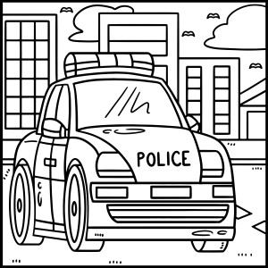 Раскраска полицейская машина на дороге