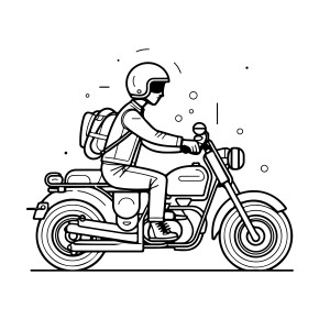Раскраска путешественник на мотоцикле
