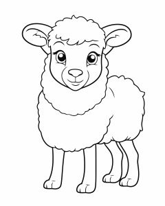 Раскраска пушистая овца с красивыми глазами