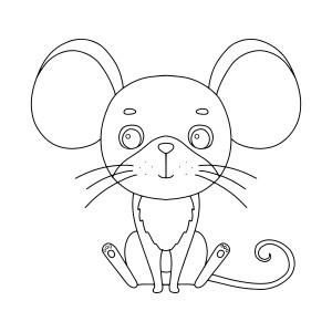 Раскраска милая сидящая мышь