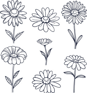 Раскраска семь сказочных цветочков