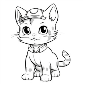 Раскраска котенок с одеждой в кепке