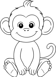 Раскраска ребенок обезьяны с милой мордочкой
