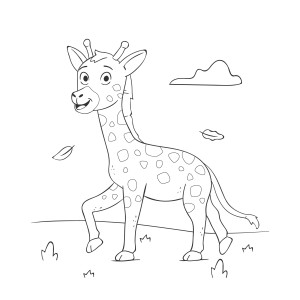 Раскраска жирафёнок с поднятым копытом