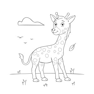 Раскраска сказочный жираф в поле