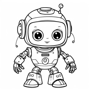 Раскраска робот «Маленький герой»