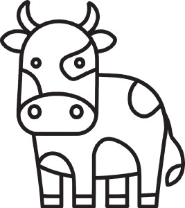 Раскраска нарисованная пятнистая корова