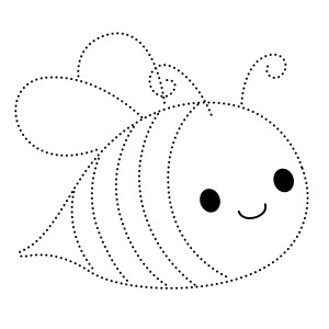 Раскраска мультяшная пчела по точкам