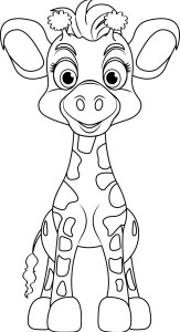 Раскраска сказочный жираф с большими глазами
