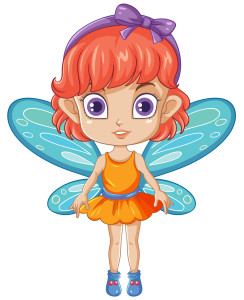 Раскрашенная картинка: девочка в костюме бабочки