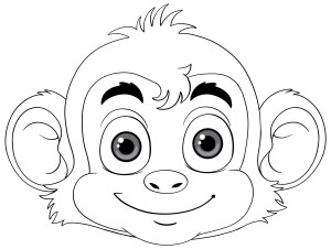 Раскраска голова маска веселой обезьяны