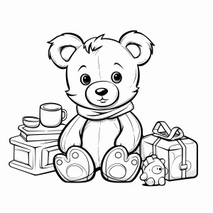 Раскраска плюшевый медведь с игрушками