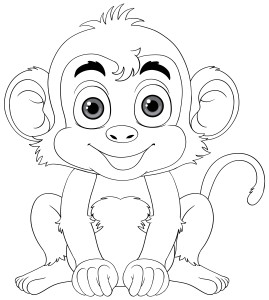 Раскраска крошка обезьянка