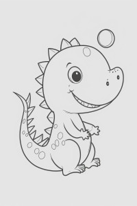 Раскраска миленький динозавр с улыбкой