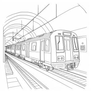 Раскраска поезд в метро