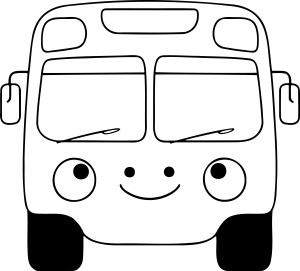 Раскраска мультяшный автобус с большими глазами