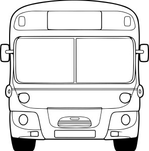 Раскраска большой автобус вид спереди