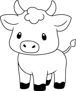 Раскраска маленький теленок с рожками