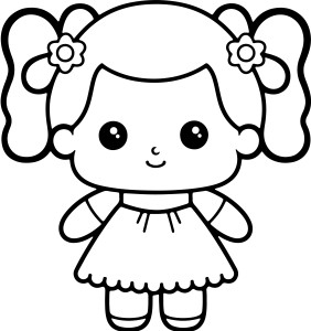 Раскраска кукла девочка с бантиками