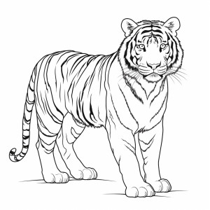 Раскраска реалистичный мощный тигр
