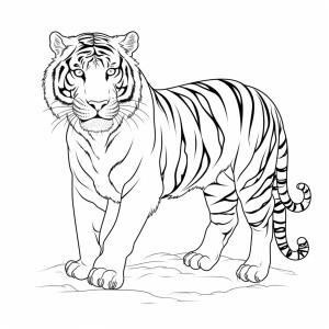 Раскраска мощный тигр
