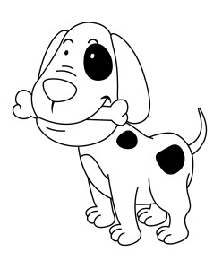 Раскраска мультяшная собака далматинец щенок с костью в пасте