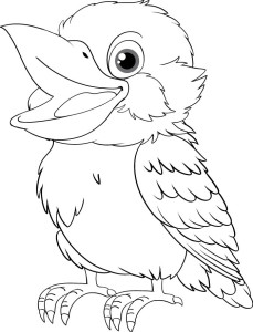 Раскраска птица кукабара с открытым клювом