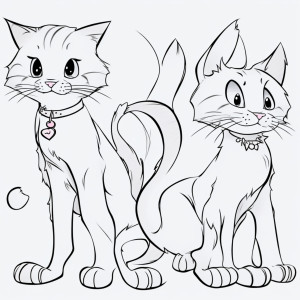 Раскраска взрослые кот и кошка