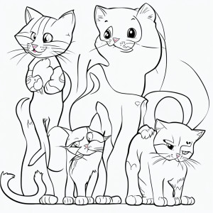 Раскраска необычные коты и кошки