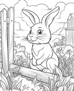 Раскраска заяц в огороде
