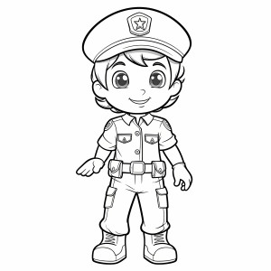 Раскраска мальчик в костюме полицейского