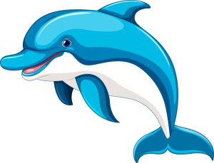 Раскрашенная картинка: танцующий дельфин